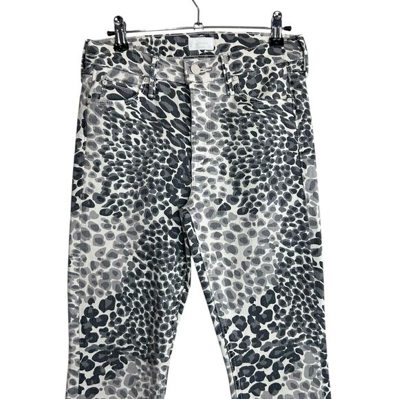 Mother Jeans Womens 25 Mid Rise Dazzler In Play Date Cheetah Cream Black - Picture 2 of 11